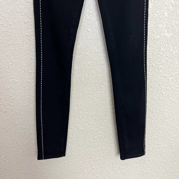 Anthropologie Paige Amberly High Rise Skinny Jeans size 25 Black Embroidered - Picture 8 of 12
